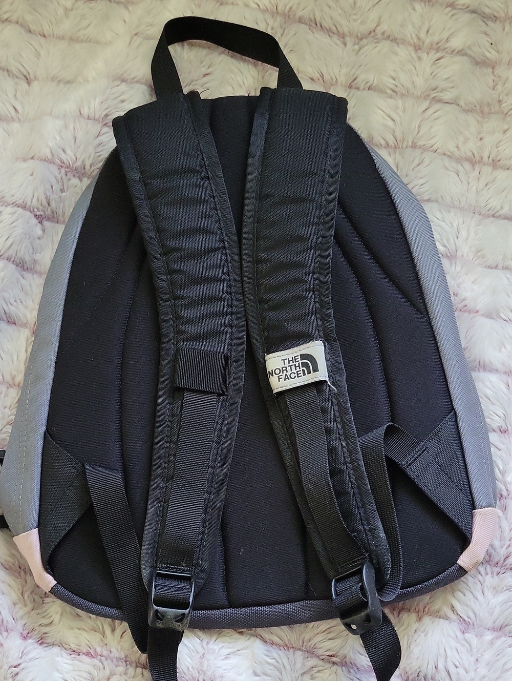 The North Face Pandora Backpack Pink Gray Black Daypack School Travel Hiking Y2K - Picture 12 of 15